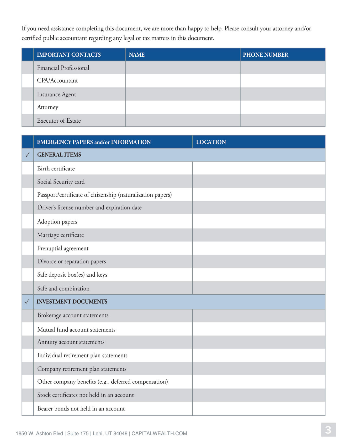 Preview of the Guarding Your Legacy checklist